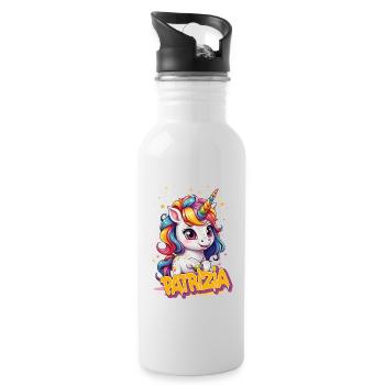 PATRIZIA - Beau prénom de fille avec une jolie licorne - Gourde avec paille intégrée - blanc - Droite