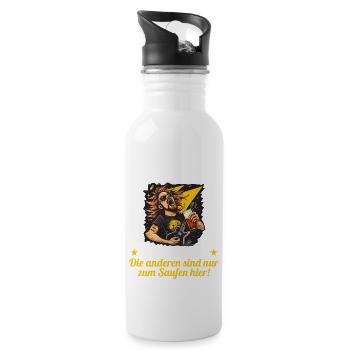 the long-haired man marries bachelor party bachelor party - Water bottle with straw - white - Right
