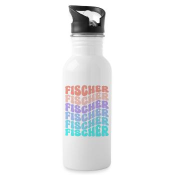 Fisherman Retro Vintage Family Group Gift Idea - Water bottle with straw - white - Right