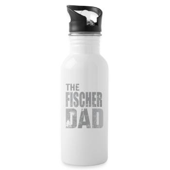 Fischer Dad Vater Familie Geschenkidee - Trinkflasche mit integriertem Trinkhalm - Weiß - Rechts