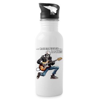 MUSICIANS LET ROCK AGAIN - Water bottle with straw - white - Right