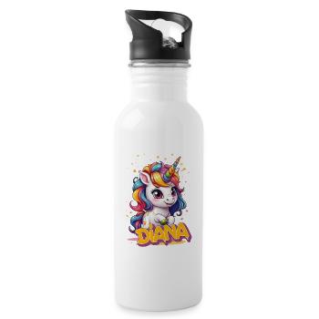 DIANA - Beau prénom de fille avec une jolie licorne - Gourde avec paille intégrée - blanc - Droite