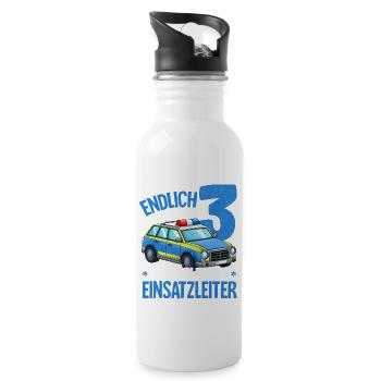 3rd Birthday Police Police Car 3 Years - Water bottle with straw - white - Right