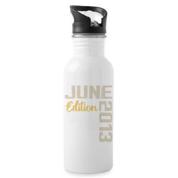 Born in June 2013 Gift June 2013 Birthday - Water bottle with straw - white - Right