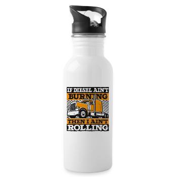 If Diesel Ain't Burning I Ain't Rolling Trucker - Water bottle with straw - white - Right