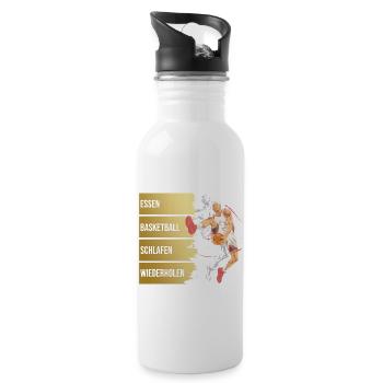 Essen - Basketball - Schlafen - Wiederholen - Trinkflasche mit integriertem Trinkhalm - Weiß - Rechts