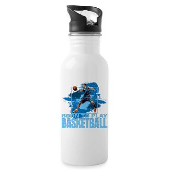 Born to play - Basketball - Trinkflasche mit integriertem Trinkhalm - Weiß - Rechts