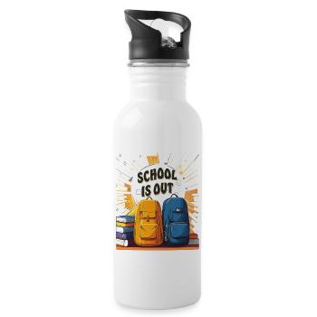 SCHOOL IS OUT - Trinkflasche mit integriertem Trinkhalm - Weiß - Rechts