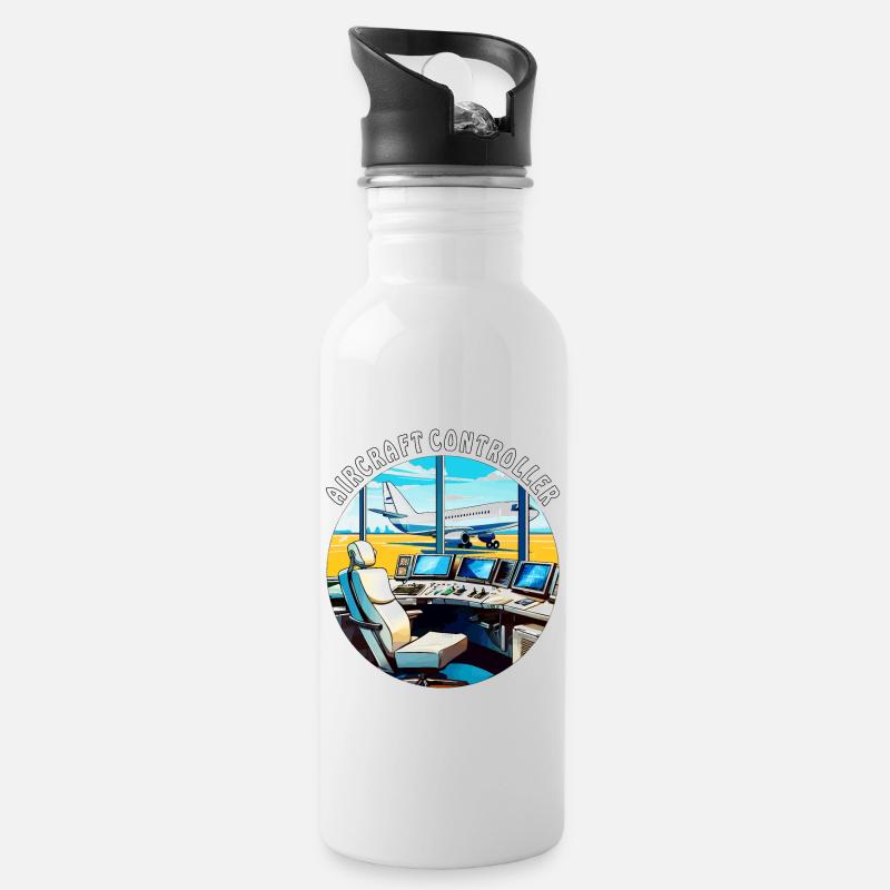 AIRCRAFT CONTROLLER - Trinkflasche mit integriertem Trinkhalm - Weiß