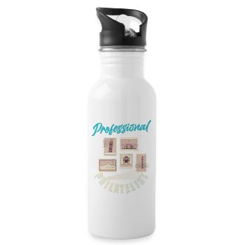 Expert in Stamps: The Professional Philatelist - Trinkflasche mit integriertem Trinkhalm - Weiß - Rechts