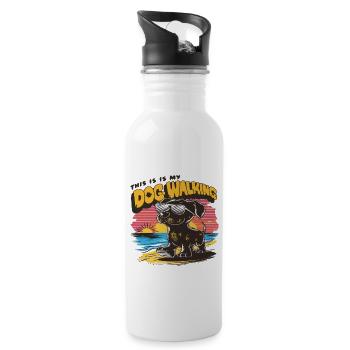 This Is My Dog Walking Motiv für einen - Trinkflasche mit integriertem Trinkhalm - Weiß - Rechts