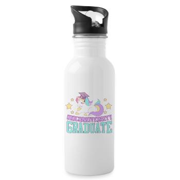 T-shirt Unicorniversity Graduate - Arc-en-ciel magique - Gourde avec paille intégrée - blanc - Droite