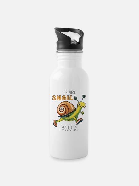 SCHNECKE RUN SNAIL RUN - Trinkflasche mit integriertem Trinkhalm - Weiß