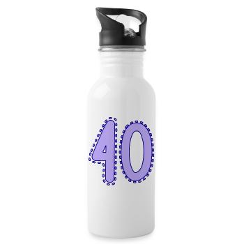 40. 40 ANS. 40e ANNIVERSAIRE. ANNIVERSAIRE 40 ANS. - Gourde avec paille intégrée - blanc - Droite