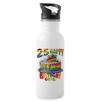 TORTE 25 NAISSANCE HEUREUSEFILLE GAY - Gourde avec paille intégrée - blanc - Droite