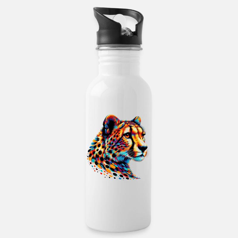 Gepard - Trinkflasche mit integriertem Trinkhalm - Weiß