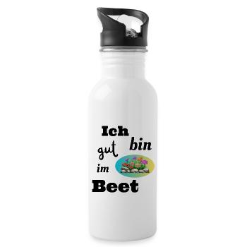 lustiger Spruch - Garten - gut im Beet - Grünhumor - Trinkflasche mit integriertem Trinkhalm - Weiß - Rechts