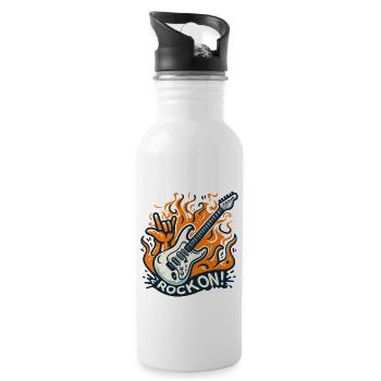 GUITAR ROCK ON - Water bottle with straw - white - Right