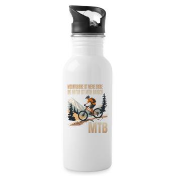 Mountainbike ist meine Droge Die Natur mein Rausch - Trinkflasche mit integriertem Trinkhalm - Weiß - Rechts