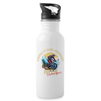 Downhill ist meine Leidenschaft - Trinkflasche mit integriertem Trinkhalm - Weiß - Rechts