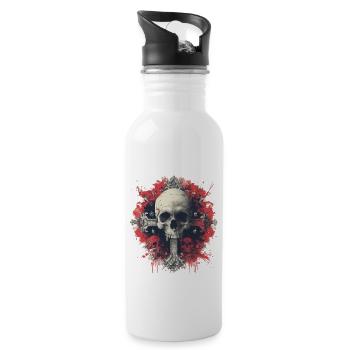 Skull Cross - Trinkflasche mit integriertem Trinkhalm - Weiß - Rechts