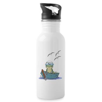 frog sailor sailor boat toad frogs - Water bottle with straw - white - Right