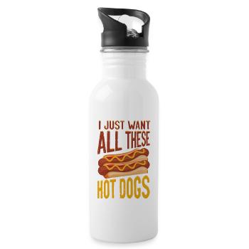 Hot Dog Adult I Just Want All - Trinkflasche mit integriertem Trinkhalm - Weiß - Rechts