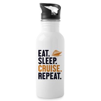 Eat Sleep Cruise Repeat Cruise Ship Cruise - Water bottle with straw - white - Right
