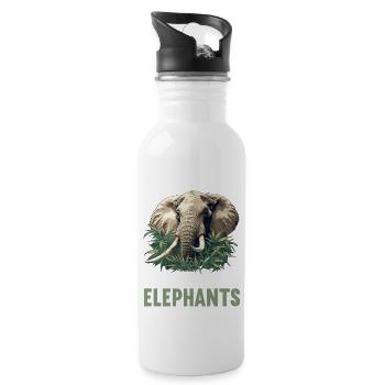 Elefanten Elefant - Trinkflasche mit integriertem Trinkhalm - Weiß - Rechts