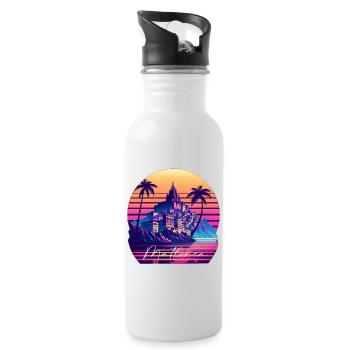 Mallorca - Trinkflasche mit integriertem Trinkhalm - Weiß - Rechts