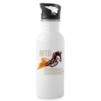 Downhill Leidenschaft - Trinkflasche mit integriertem Trinkhalm - Weiß - Rechts