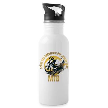 Spüre das Abenteuer auf jedem Trail - Trinkflasche mit integriertem Trinkhalm - Weiß - Rechts