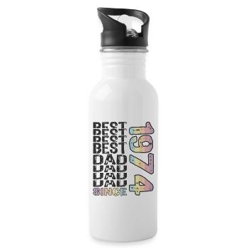 Best dad in the world since 1974 Father's Day - Water bottle with straw - white - Right