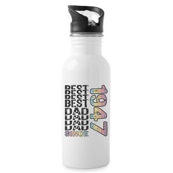 Best dad in the world since 1947 Father's Day - Water bottle with straw - white - Right