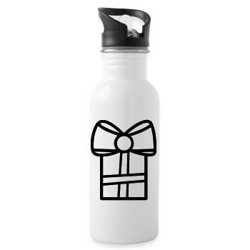 Kleine Geschenkbox - Trinkflasche mit integriertem Trinkhalm - Weiß - Rechts