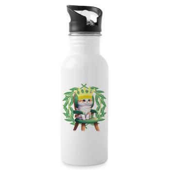 Cat Cats Kitten Princess Kids Child - Water bottle with straw - white - Right