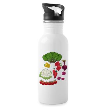 Gemüse Vegetarisch kochen Koch Küche Vitamine - Trinkflasche mit integriertem Trinkhalm - Weiß - Rechts