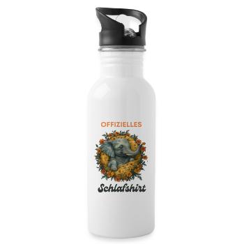 Elephant Sleep Shirt Lazy Chill Sleep - Water bottle with straw - white - Right