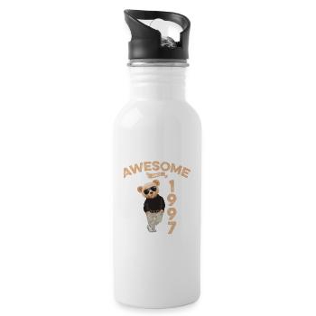 1997 Geburtstag Cool Teddy Bär Awesome since - Trinkflasche mit integriertem Trinkhalm - Weiß - Rechts