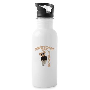 1976 Geburtstag Cool Teddy Bär Awesome since - Trinkflasche mit integriertem Trinkhalm - Weiß - Rechts
