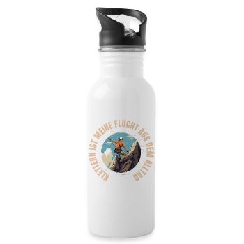 Klettern ist meine Flucht aus dem Alltag - Trinkflasche mit integriertem Trinkhalm - Weiß - Rechts