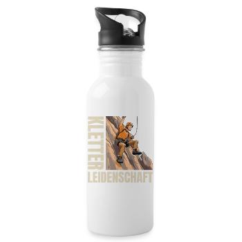 Kletter Leidenschaft - Trinkflasche mit integriertem Trinkhalm - Weiß - Rechts
