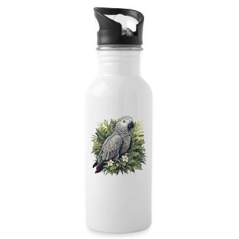 Graupapageien Graupapagei - Trinkflasche mit integriertem Trinkhalm - Weiß - Rechts