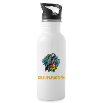 Graupapageien Graupapagei - Trinkflasche mit integriertem Trinkhalm - Weiß - Rechts