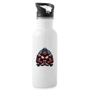 Pumping Bigfoot - Water bottle with straw - white - Right
