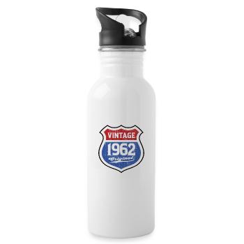 1962 Geburtstag Route Vintage Original - Trinkflasche mit integriertem Trinkhalm - Weiß - Rechts