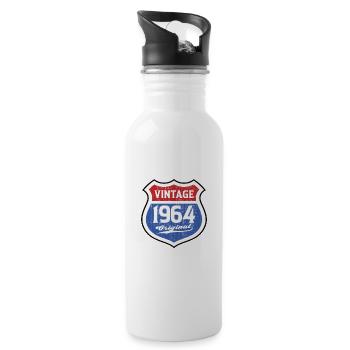 1964 Geburtstag Route Vintage Original - Trinkflasche mit integriertem Trinkhalm - Weiß - Rechts