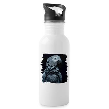 Graupapageien Graupapagei - Trinkflasche mit integriertem Trinkhalm - Weiß - Rechts