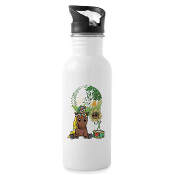 Hippie Cheval Environnement Nature Conservation Climat Terre Nature - Gourde avec paille intégrée - blanc - Droite