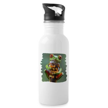 Tree Frog Baumfrösche Baumfrosch - Trinkflasche mit integriertem Trinkhalm - Weiß - Rechts